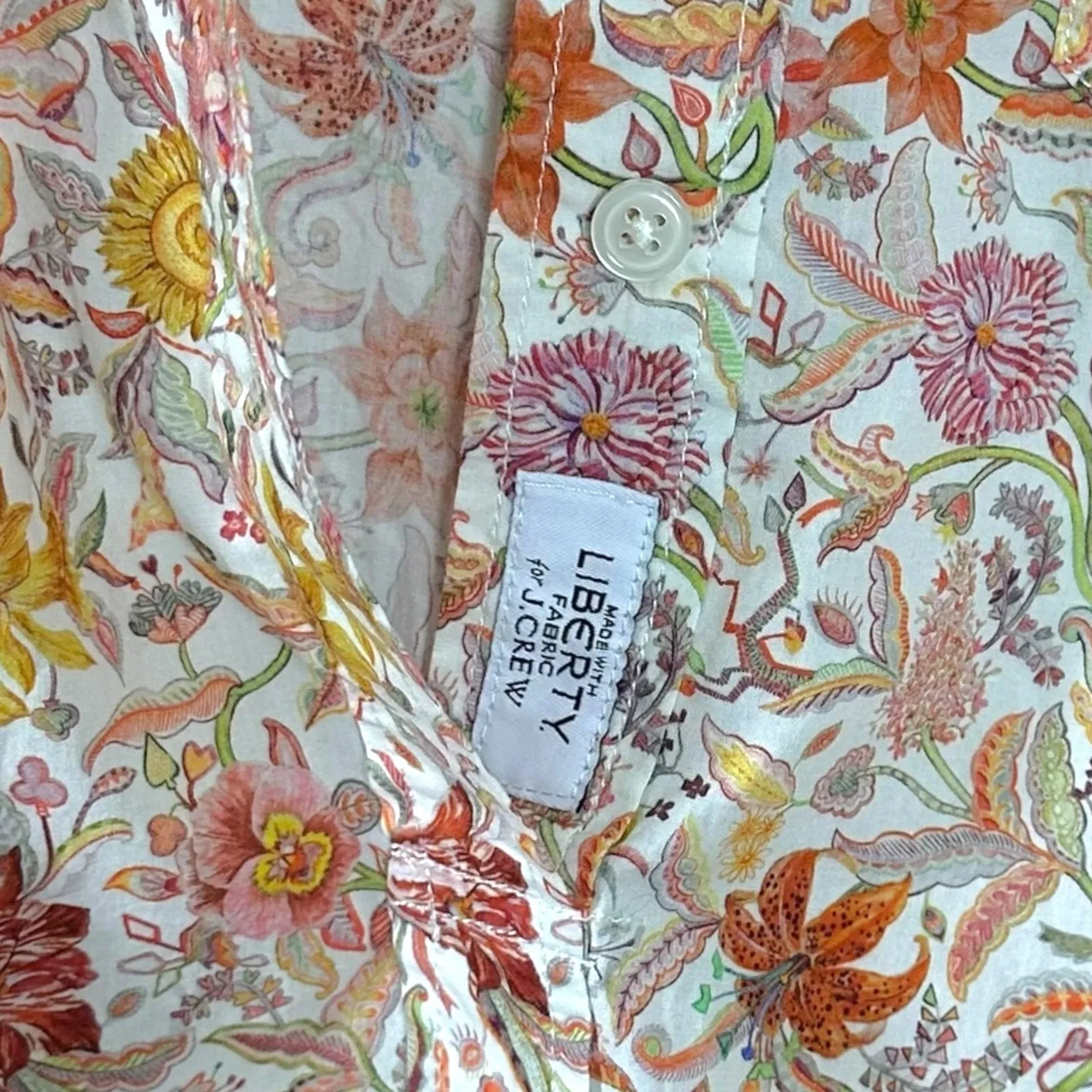 J.Crew Liberty of London Ditsy Floral Popover Top 6 Cottage Fall Orange Cream - Image 10