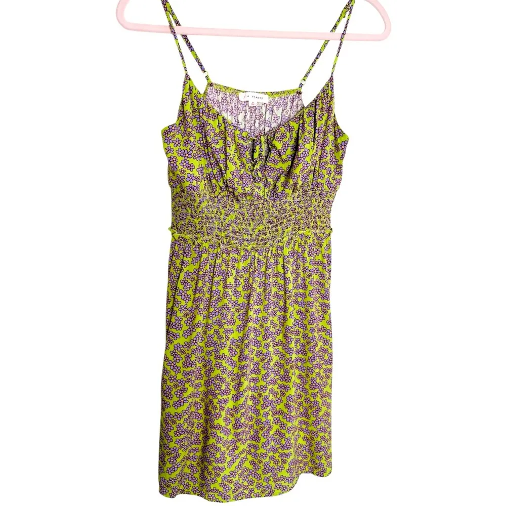 L.A. Hearts Floral Mini Summer Dress Medium Green with Purple Flowers Mini - Image 3