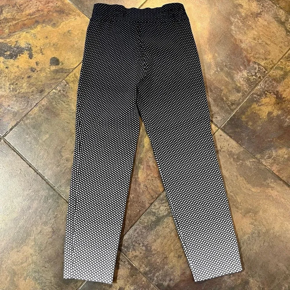 Premise Polka Dot Dark Navy and Cream Ombré Look Tummy Control Bengaline Pants S - Image 13