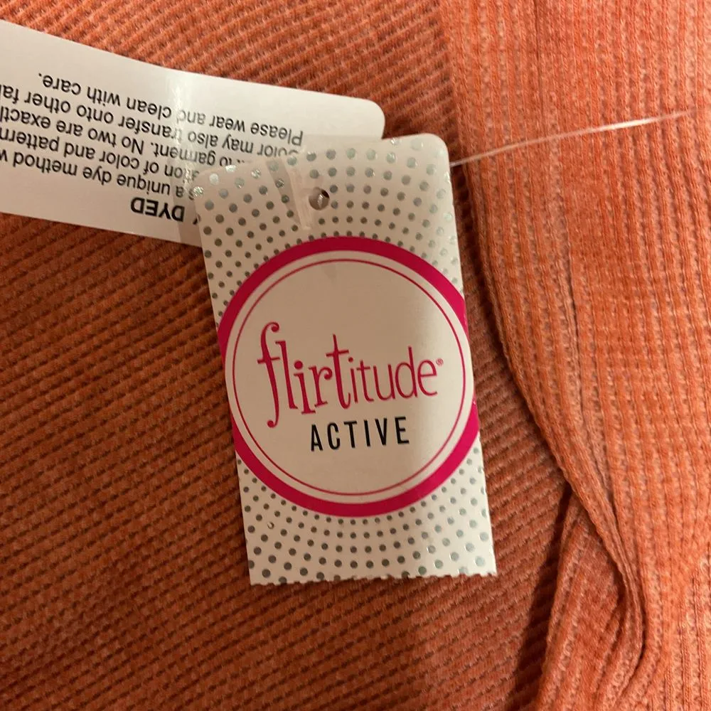 Flirtitude Active Long Sleeve Cropped Henley Shirt Ortega Rust Size XL Knit - Image 9