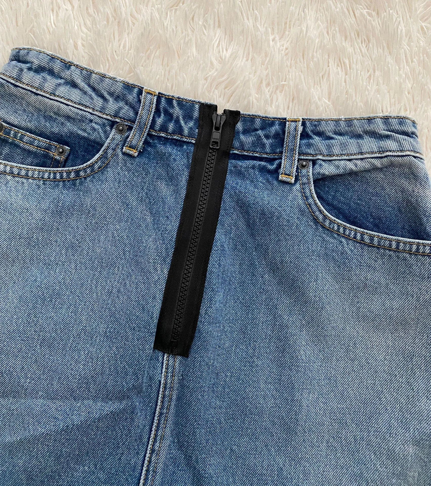 Mini Zip Front Denim Skirt - Image 4