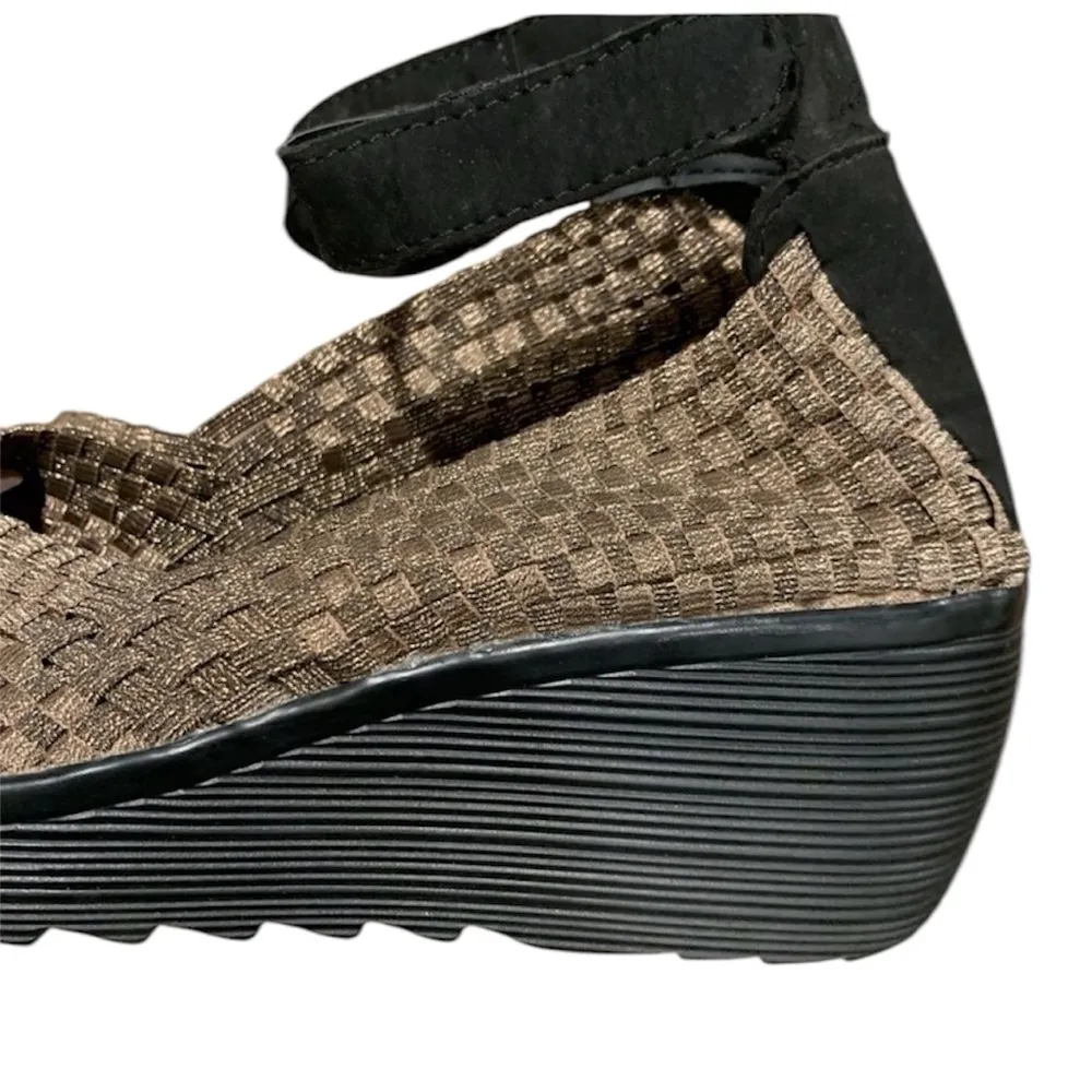 Serene Island Woven Braided Wedge Sandals Size 9 Gold - Image 9