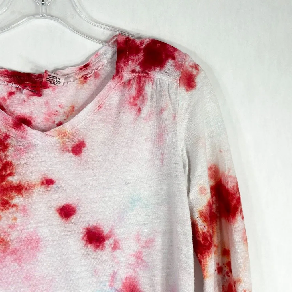 Artisan NY Small Top‎ Everlasting Rose Tie Dye Pink White Linen Handmade 1165 - Image 4