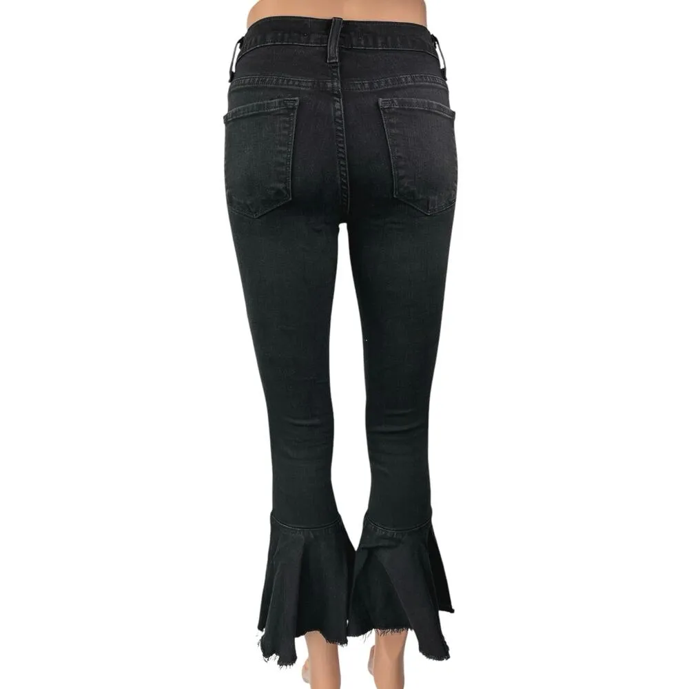 Flying Monkey Black Button Fly Flared Bootcut Bell Bottom Denim Jeans Size 24 - Image 3