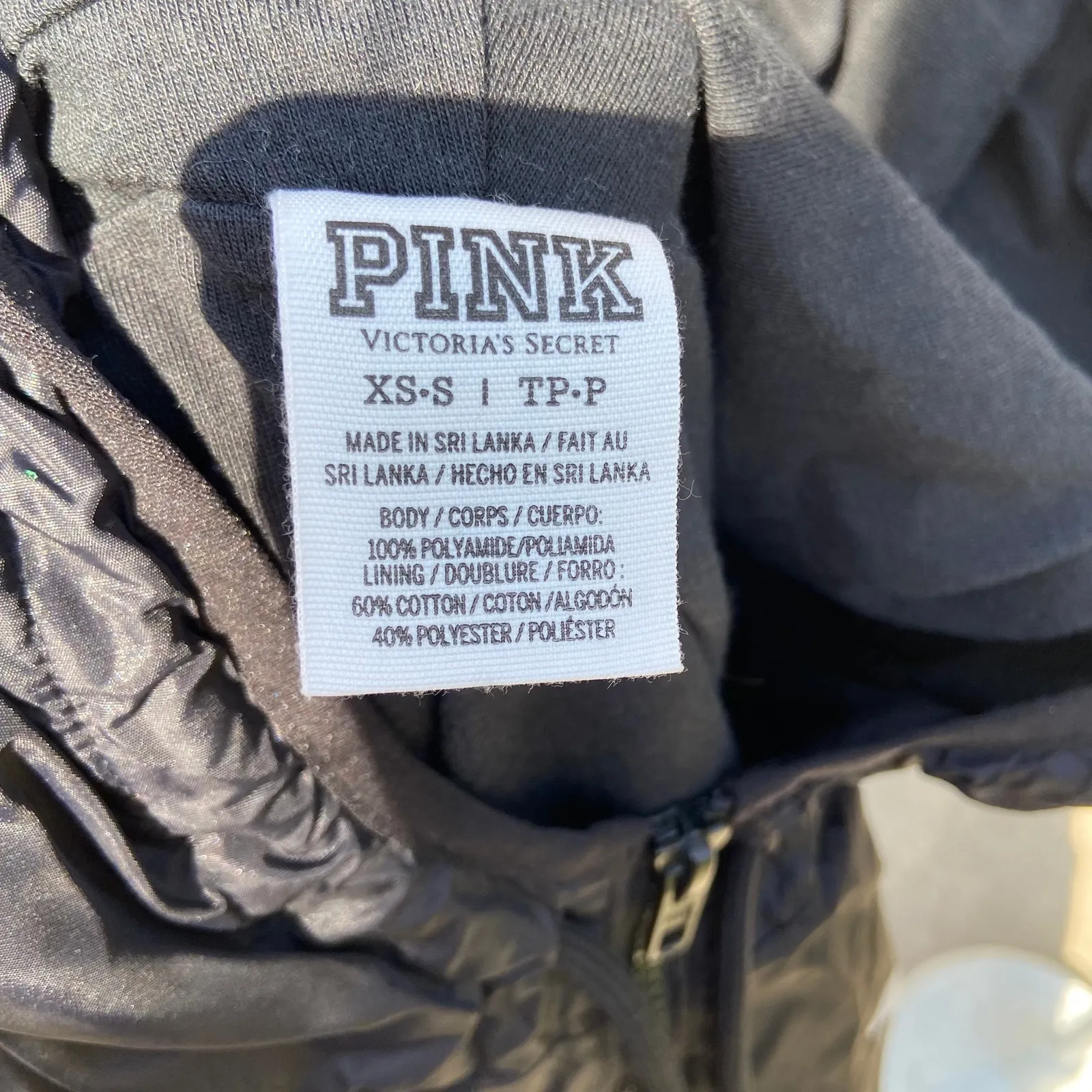 PINK Victoria's Secret Womens Windbreaker Black Gray Quarter‎ Zip Pullover XS S - Image 6