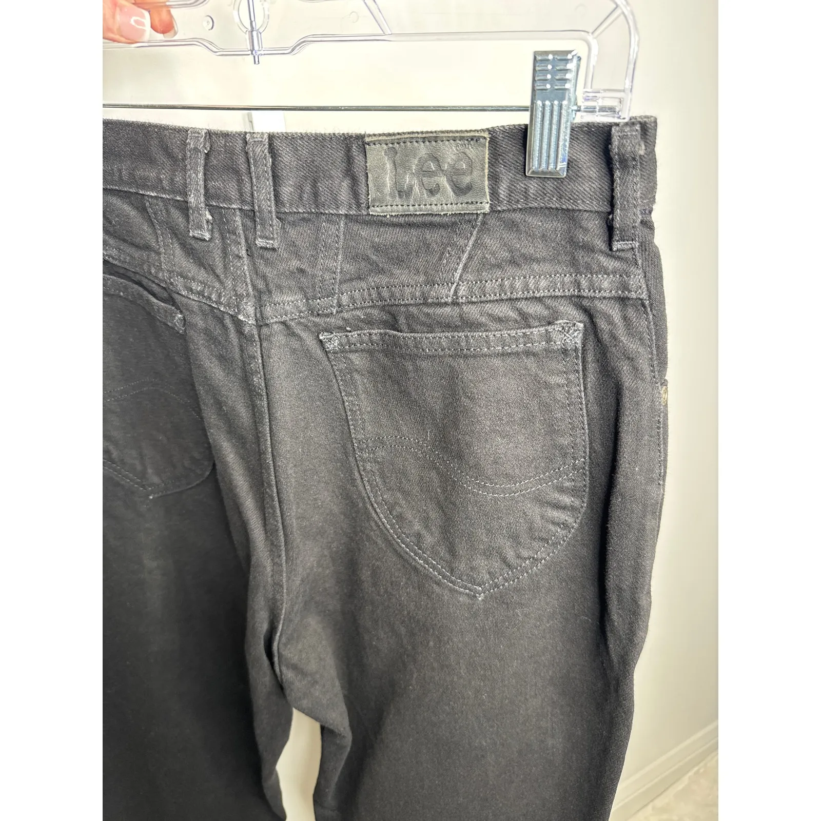 1990s Lee High Waist Black Cotton Mom Jeans 30" Waist - Image 6