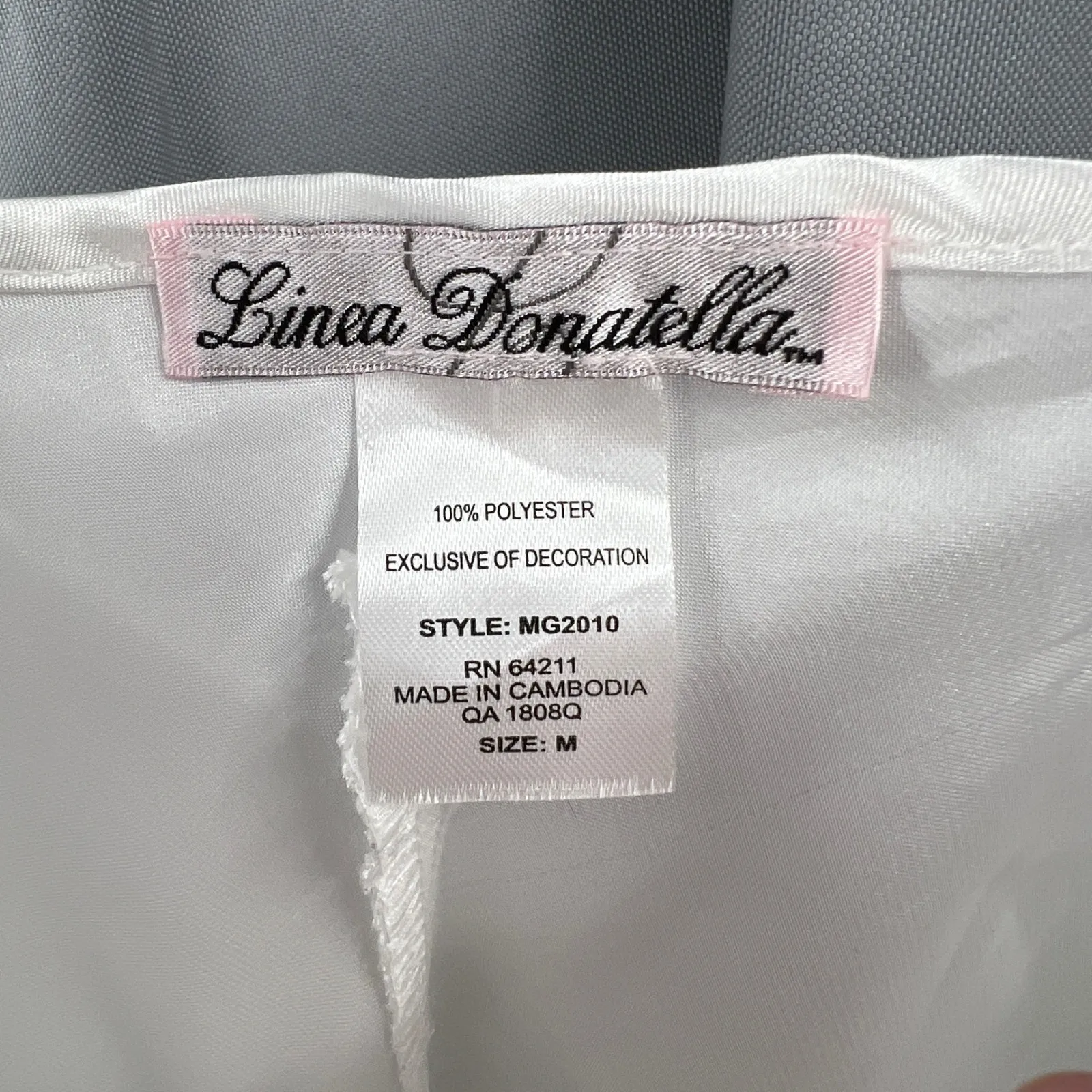 Linea Donatella White Satin Slip Nightgown Lace Beaded Bridal Size M New - Image 6