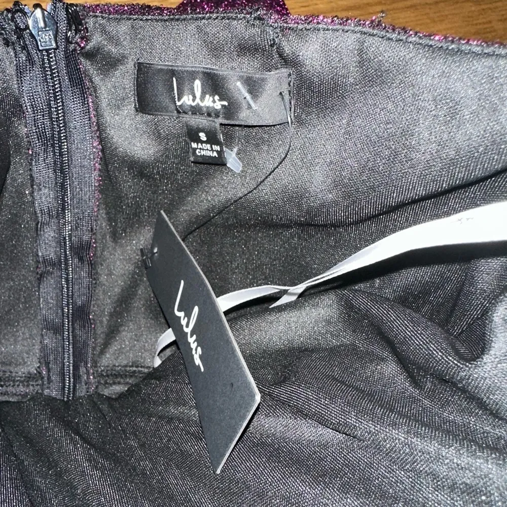 Lulu’s NWT Sensational Shine Purple Strapless Mini Dress corset top w/boning SM - Image 7
