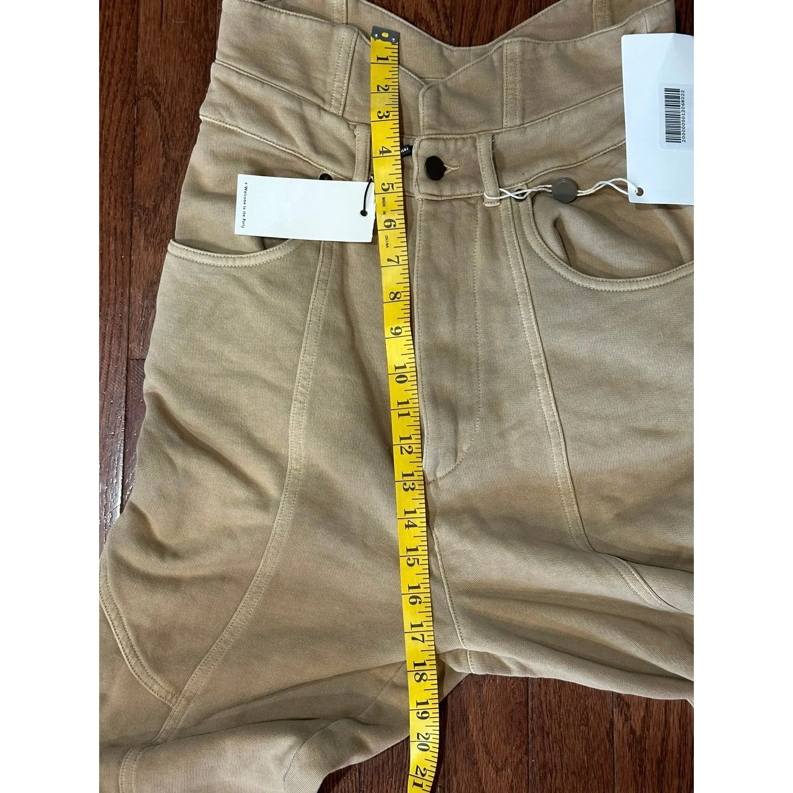 NWT Retrofête Washed Terry Pant in Beige Khaki Cotton High Rise Small NO BELT - Image 10