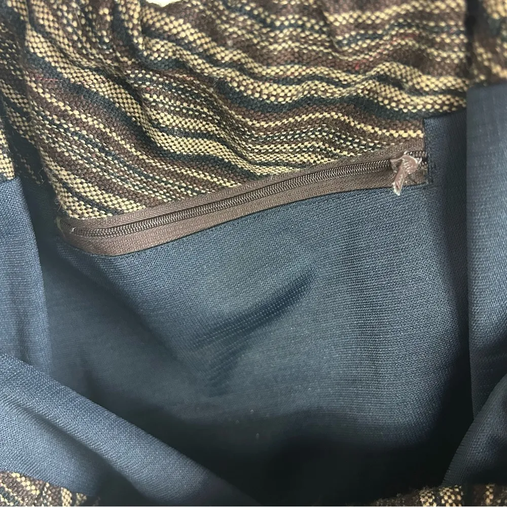 Vintage Knit Tote Bag Open Top Resin Plastic Handles BOHO Whimsigoth Brown - Image 10