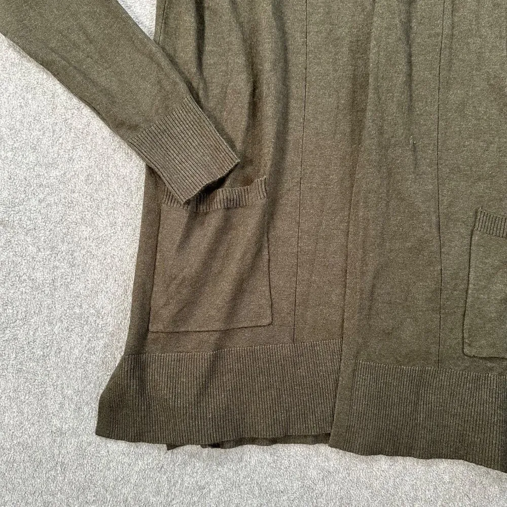 Pink Clover Open Front Cardigan Sweater With Pockets Women's Medium Green - Image 2