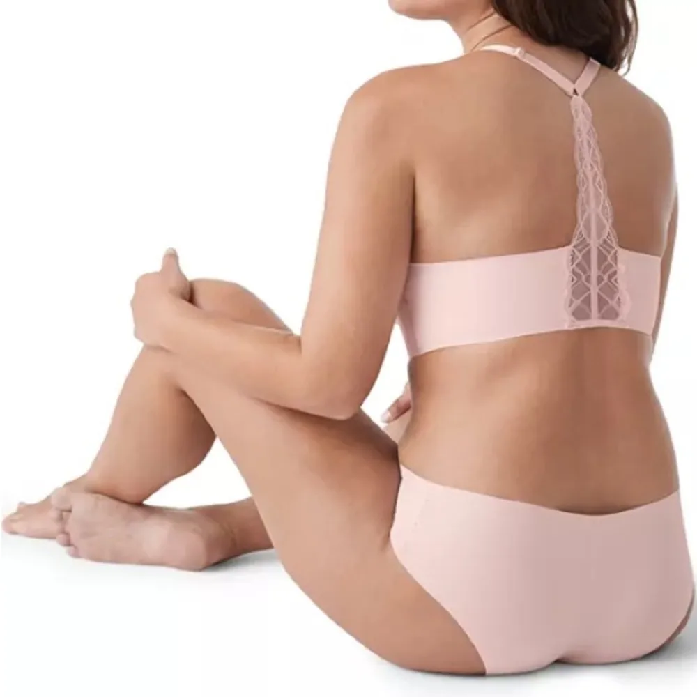 True Body Triangle Lace Racerback Bra Pink Sz XL Light Padded No Wire New - Image 8