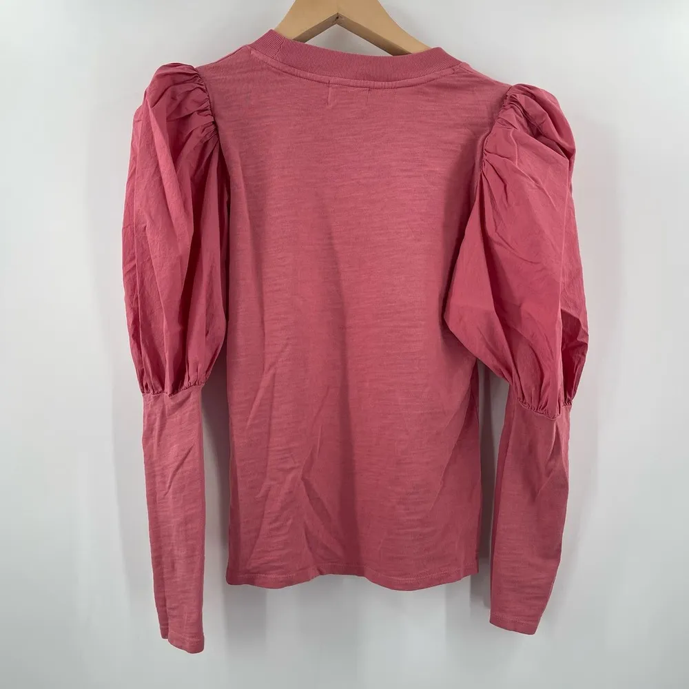 NATION LTD Top Size Small Daniella Combo Party Tee Puff Sleeve Cotton Geranium - Image 5