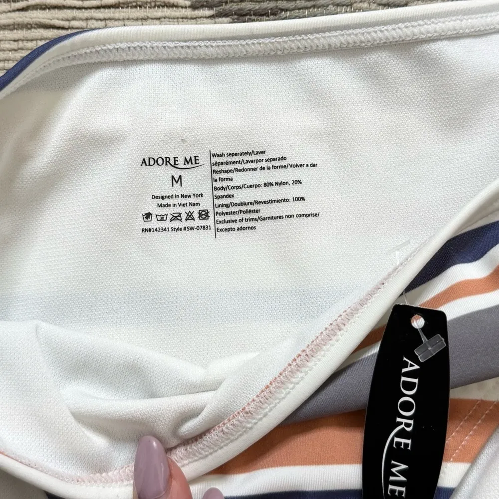 Adore Me Bikini Swimsuit 2pc Rimini Push Up Stripes 38C M Medium New - Image 5