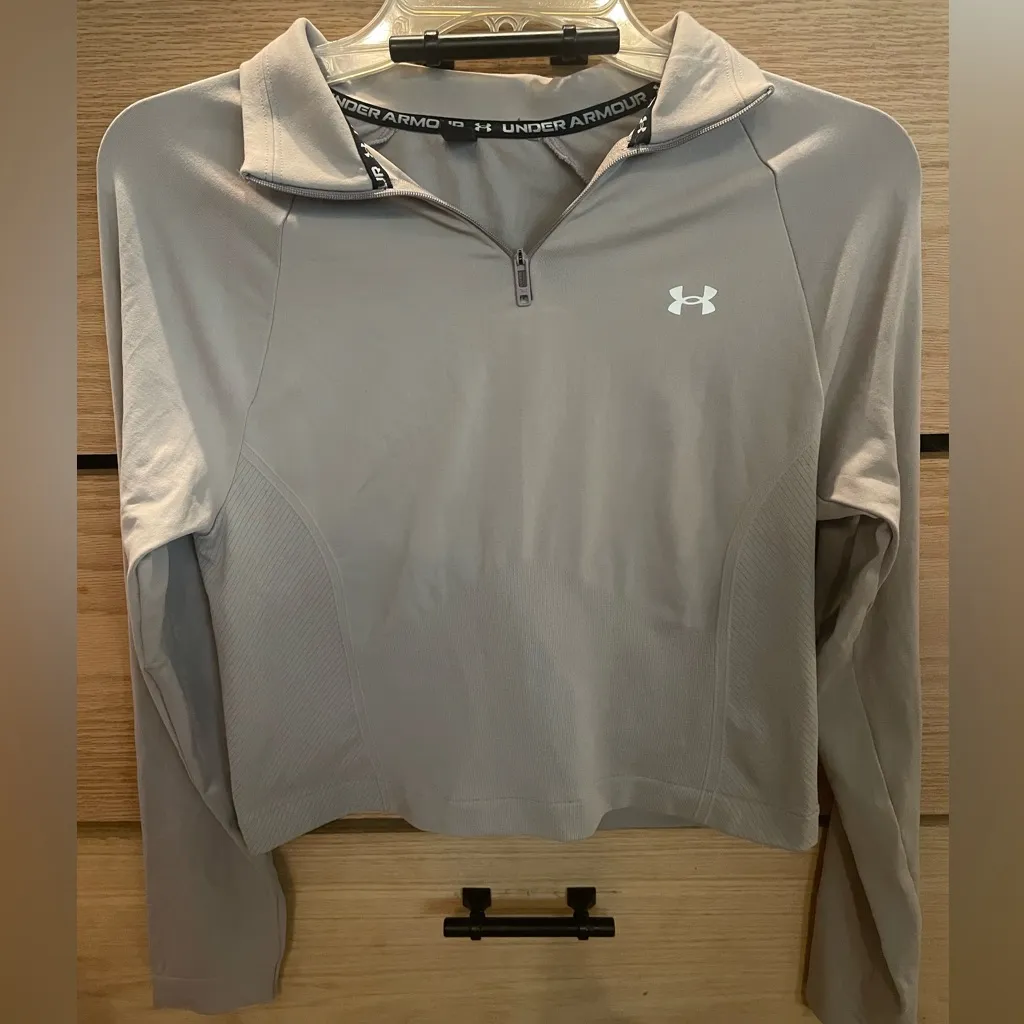 Under Armour Vanish Cropped Quarter Zip Tetra Gray size Medium - Image 6
