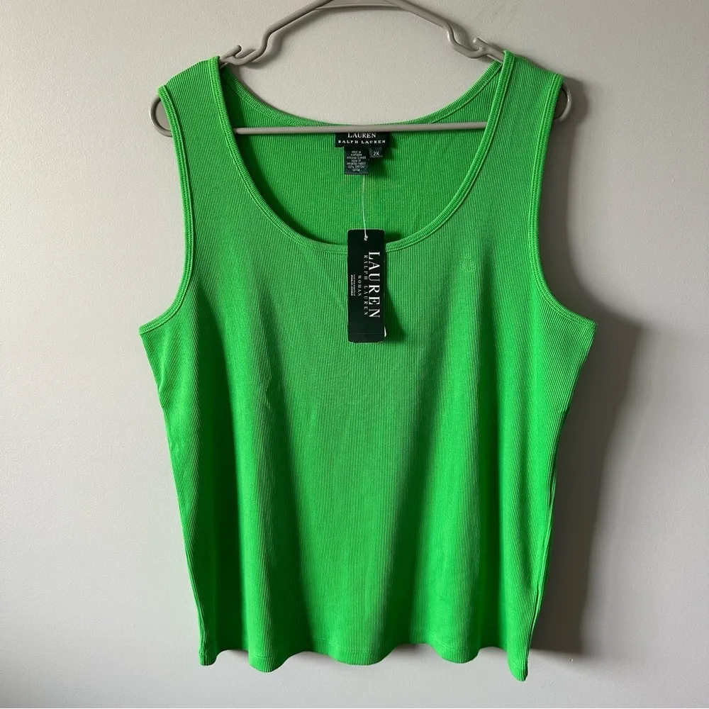 Lauren Ralph Lauren NWT Green Stripped Tank Top Set (2) Size 2X Plus y2k - Image 2