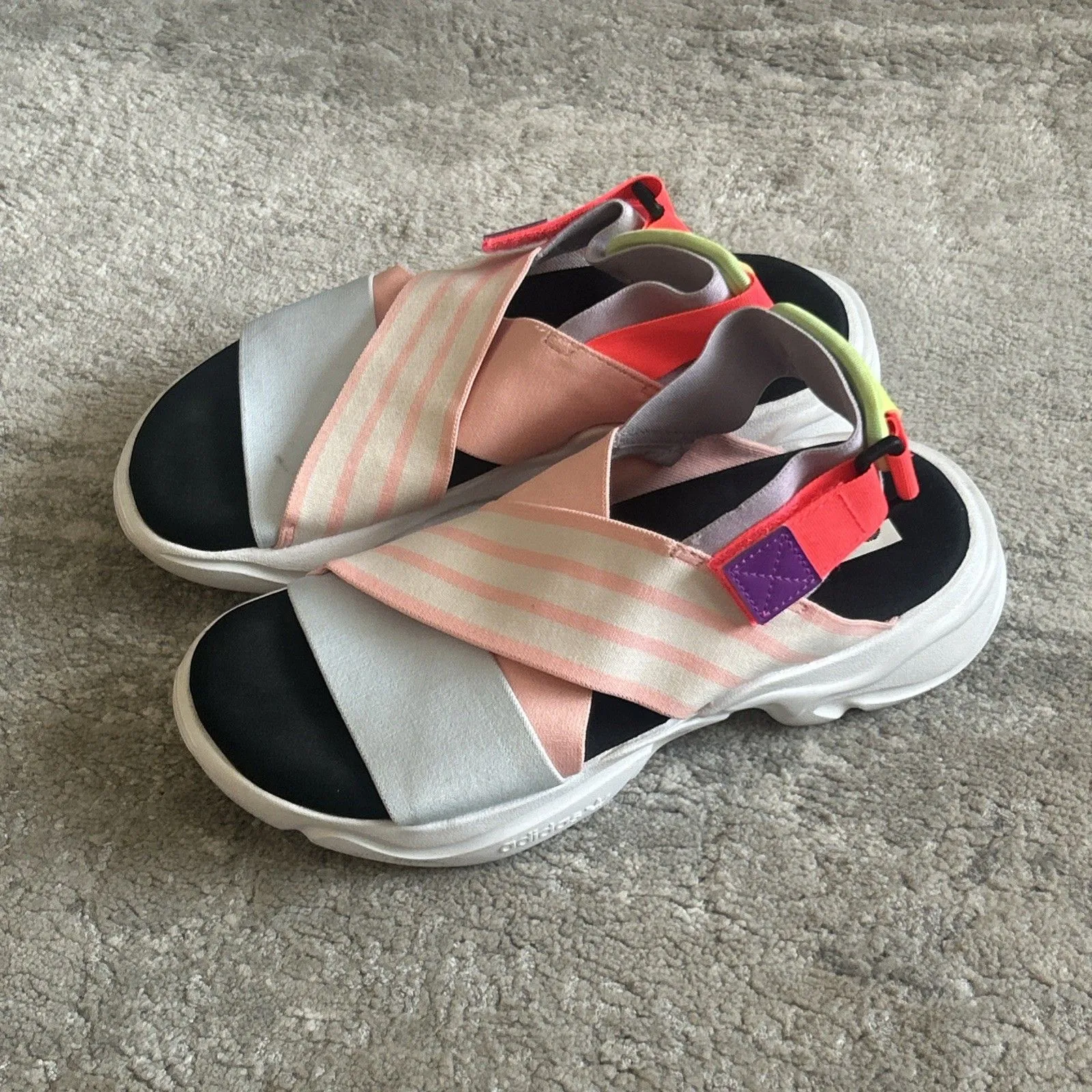 Adidas Magmur Sandals Womens 6 Pink Neon Colorful Strappy Athletic Hook & Loop - Image 3