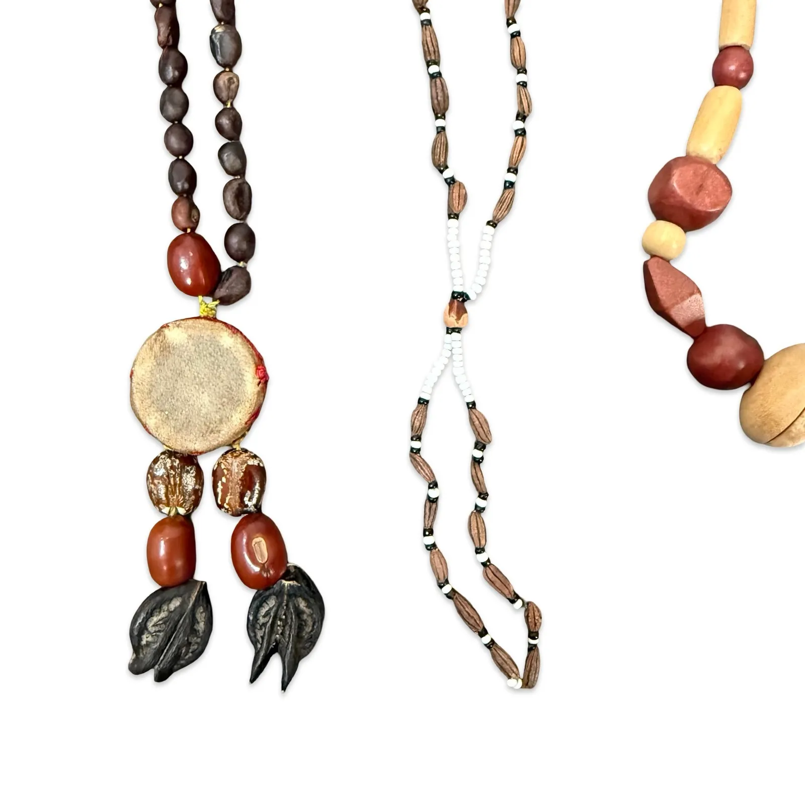 Vintage Wooden Brown Beaded Jewelry Lot: 6 Necklaces 1 Pair of Dangle Earrings - Image 7