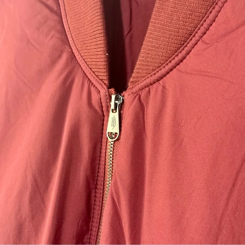 Free People Movement Oxblood Red Midnight Moon Solid Oversized Bomber Size XS - Image 8