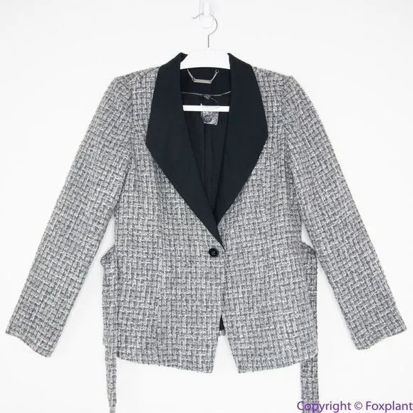NEW White House Black‎ Market Belted Tweed blazer Jacket, 12 - Image 4