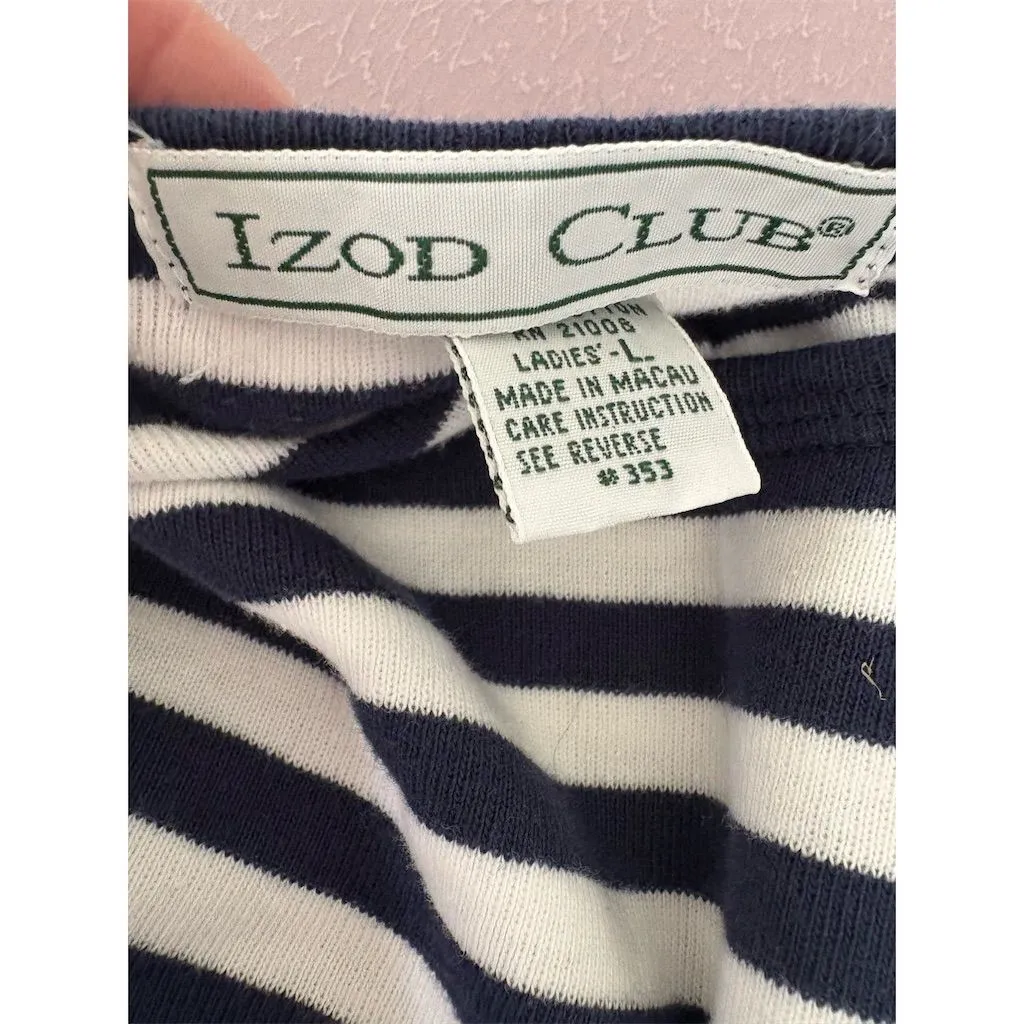 Izod Women's Blue Striped Crew‎ Neck T - Image 3