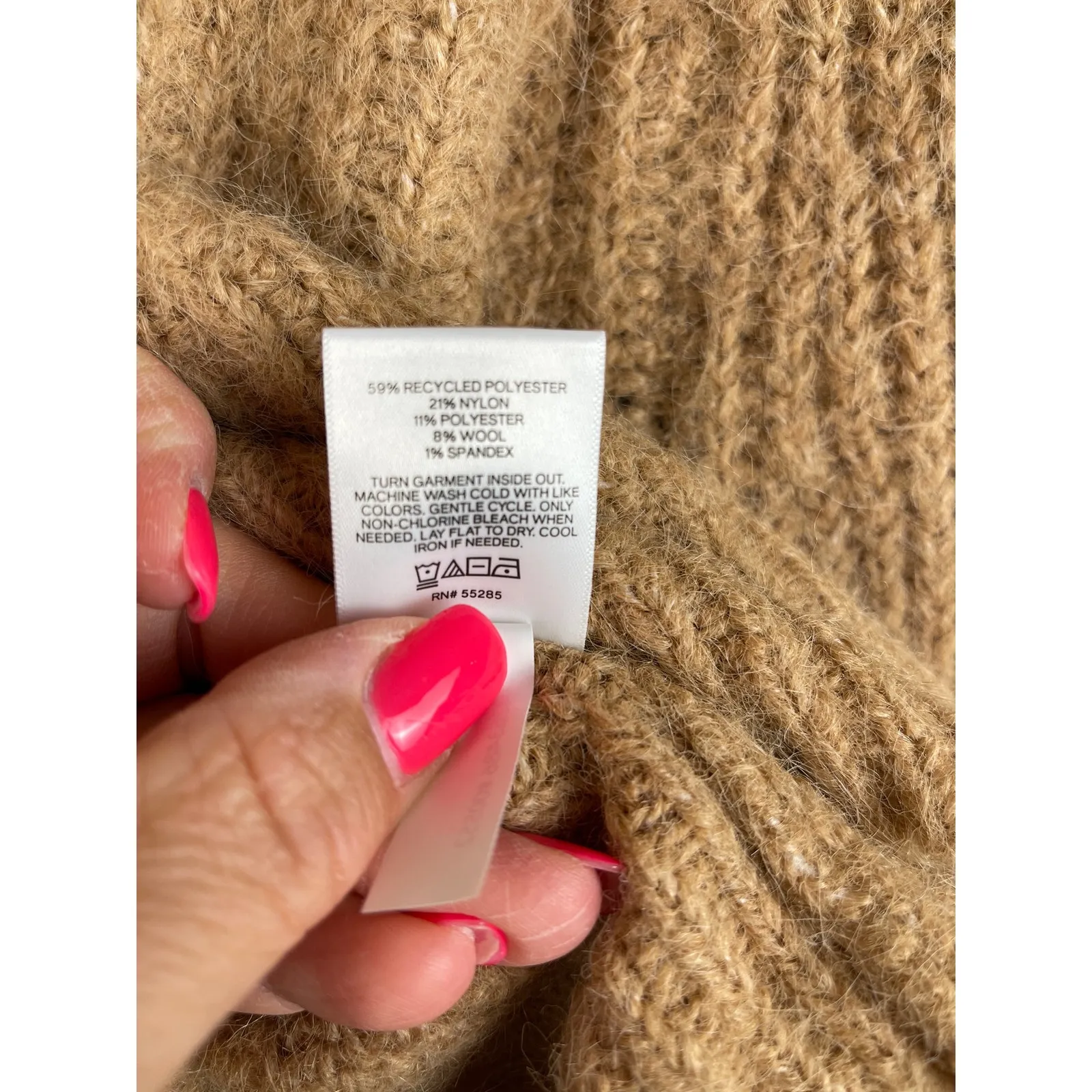 Express Fuzzy Ribbed Surplice Tie Wool Blend Sweater in Pecan‎ Size Small - Image 9