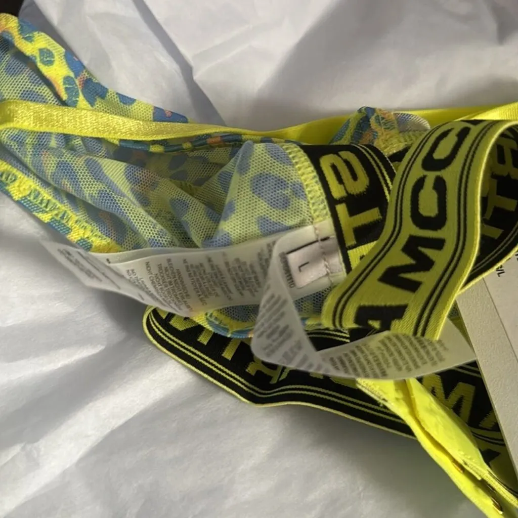 Stella McCartney  Leopard print stretch mesh triangle bra lime Green - Image 7