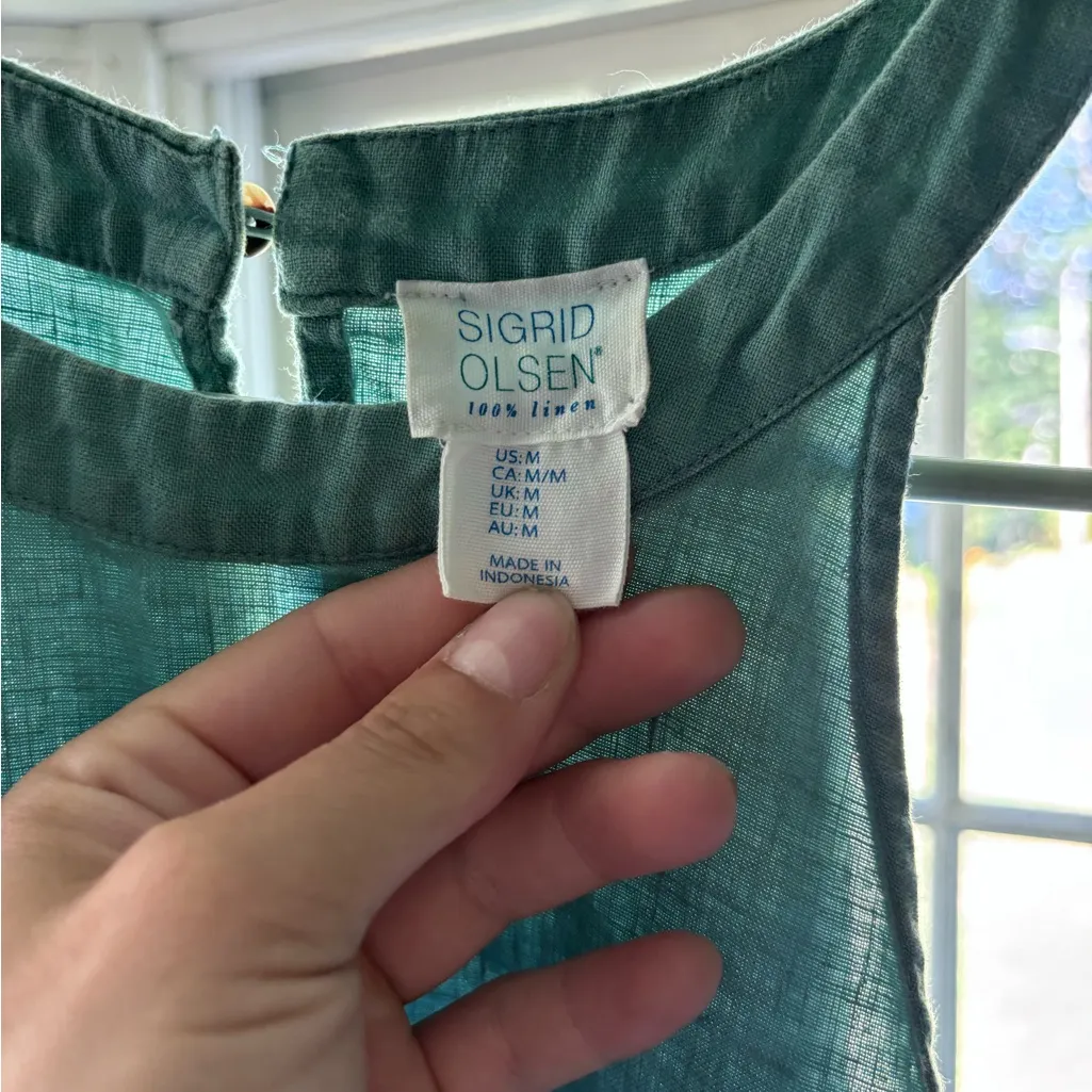 Sigrid Olsen Linen Dress in Teal - Image 2