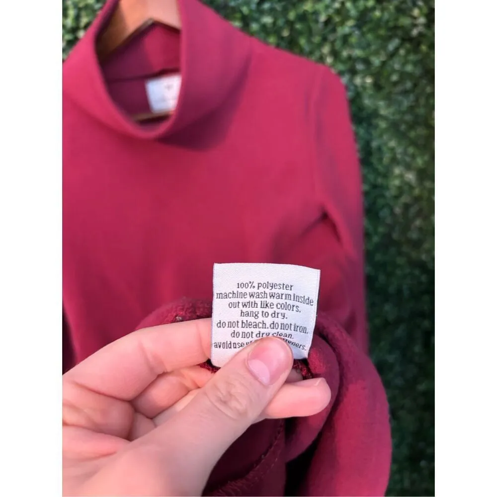 Dudley Stephen’s Red Turtleneck Pullover Sz Small Oversized Fleece - Image 4