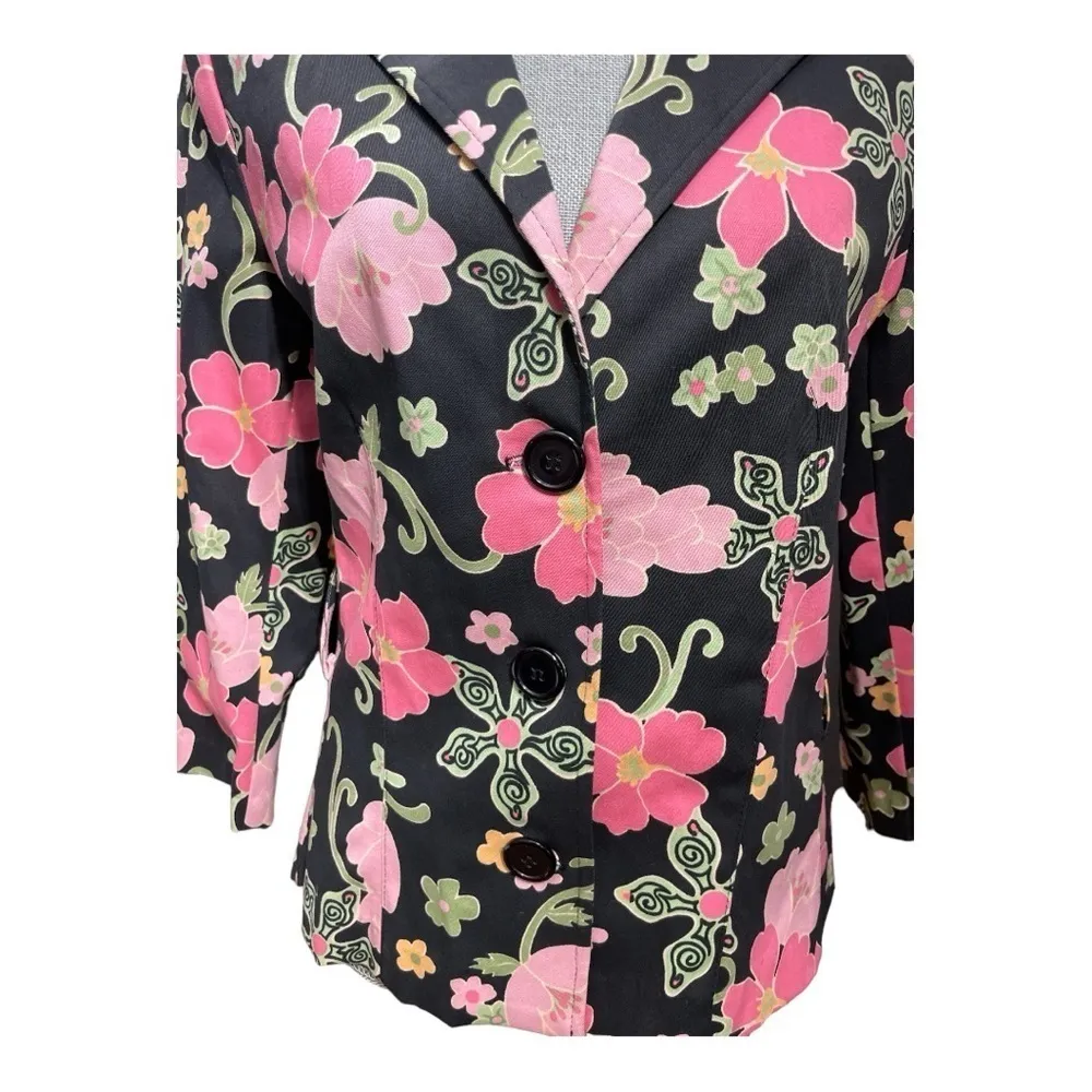 Zinc Cotton Spandex bland Floral buttons up front blazer ladies sz XL - Image 6