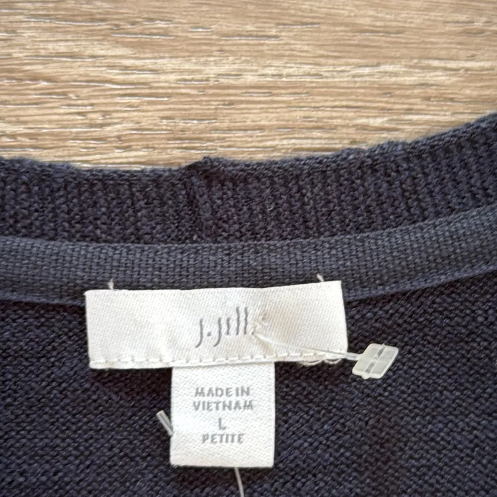 J. Jill Women’s Petite Linen Cotton Blend Long Sleeve Shirt Casual Navy Top L - Image 6