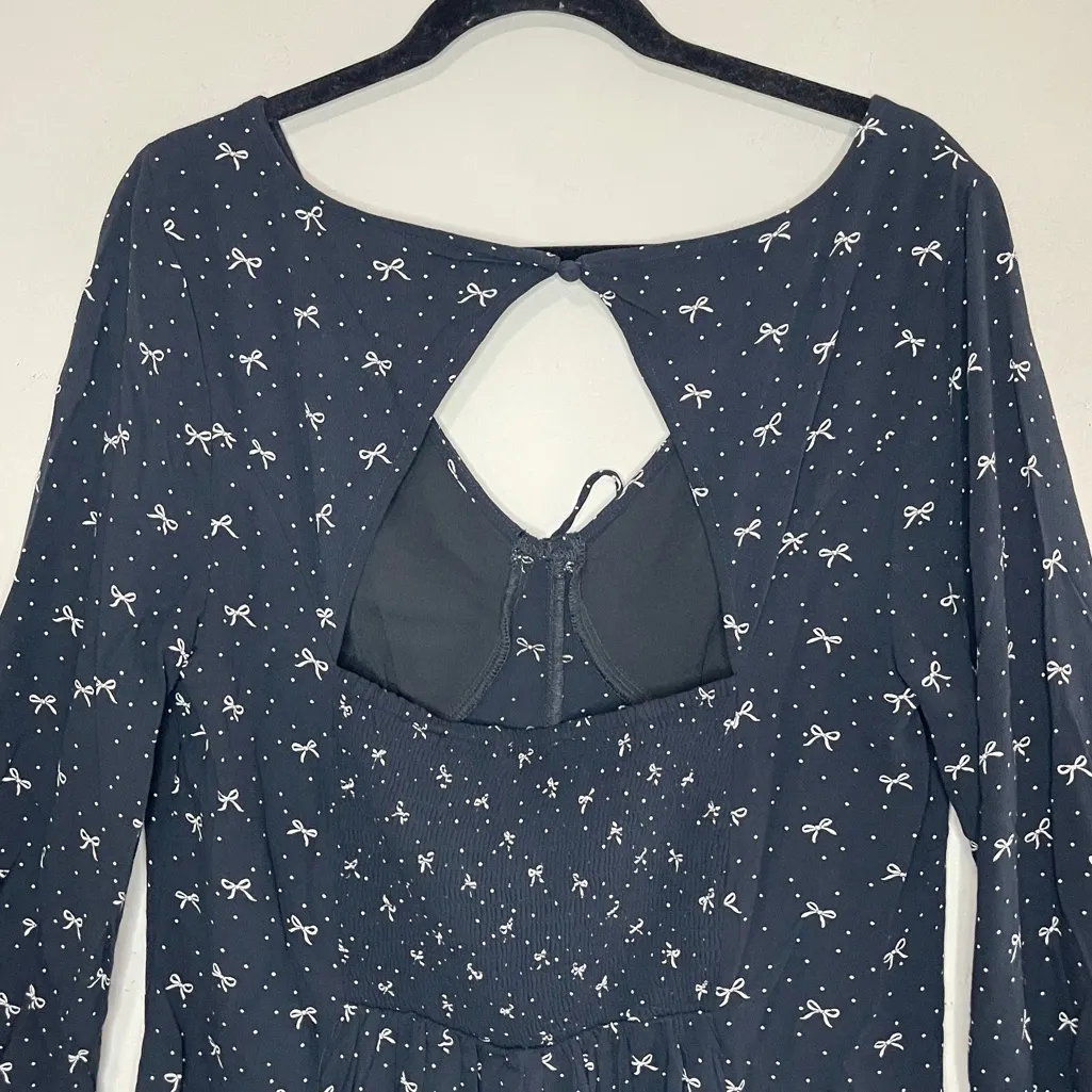 NWT AMERICAN EAGLE Printed Bows Flare Sleeve V-neck Romper, Medium - Image 7