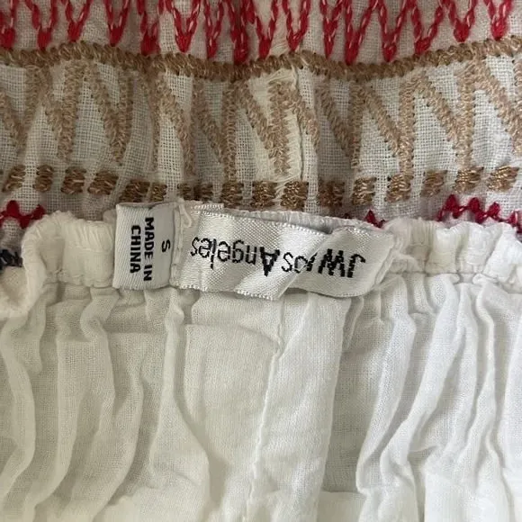 Johnny Was Los Angeles Frederique Embroidered Side Slit‎ Linen White Maxi Skirt - Image 6