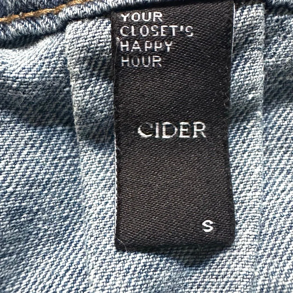 Cider Denim Pleated Mini Skirt • High Waist • Raw Hem - Image 5