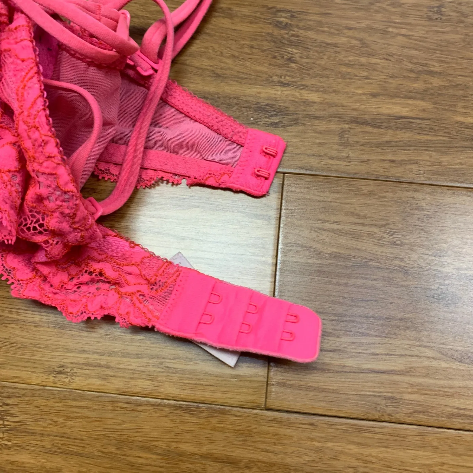 Victoria's Secret Very Sexy Push Up Bra Neon Pink Lace Bow Size 34C Undewrire - Image 6