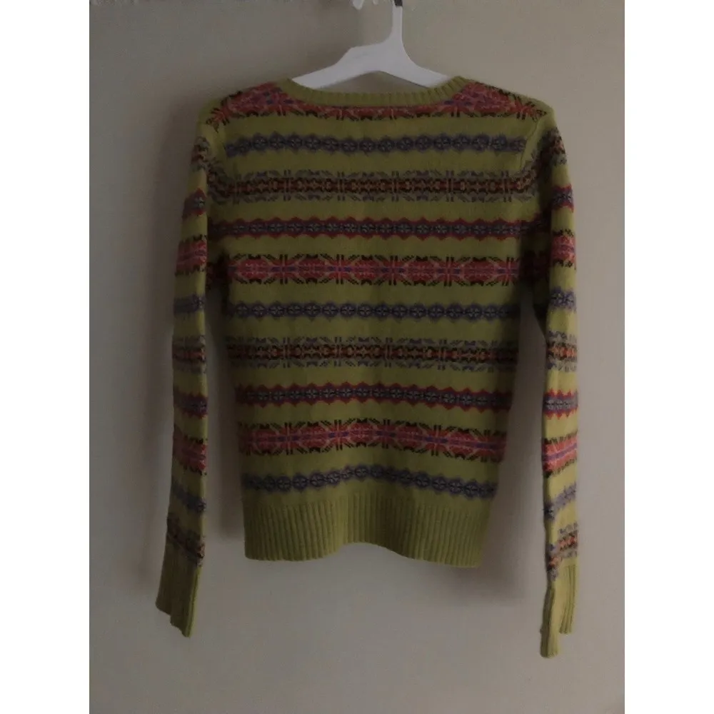 Jones New York Sport Sweater Womens Lambswool Pullover Green Fair Isle - Image 2