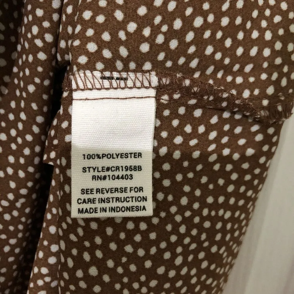 Mine Women's Polka Dot Spaghetti Adjustable Strap Cami Top Brown Size Small NWOT - Image 7