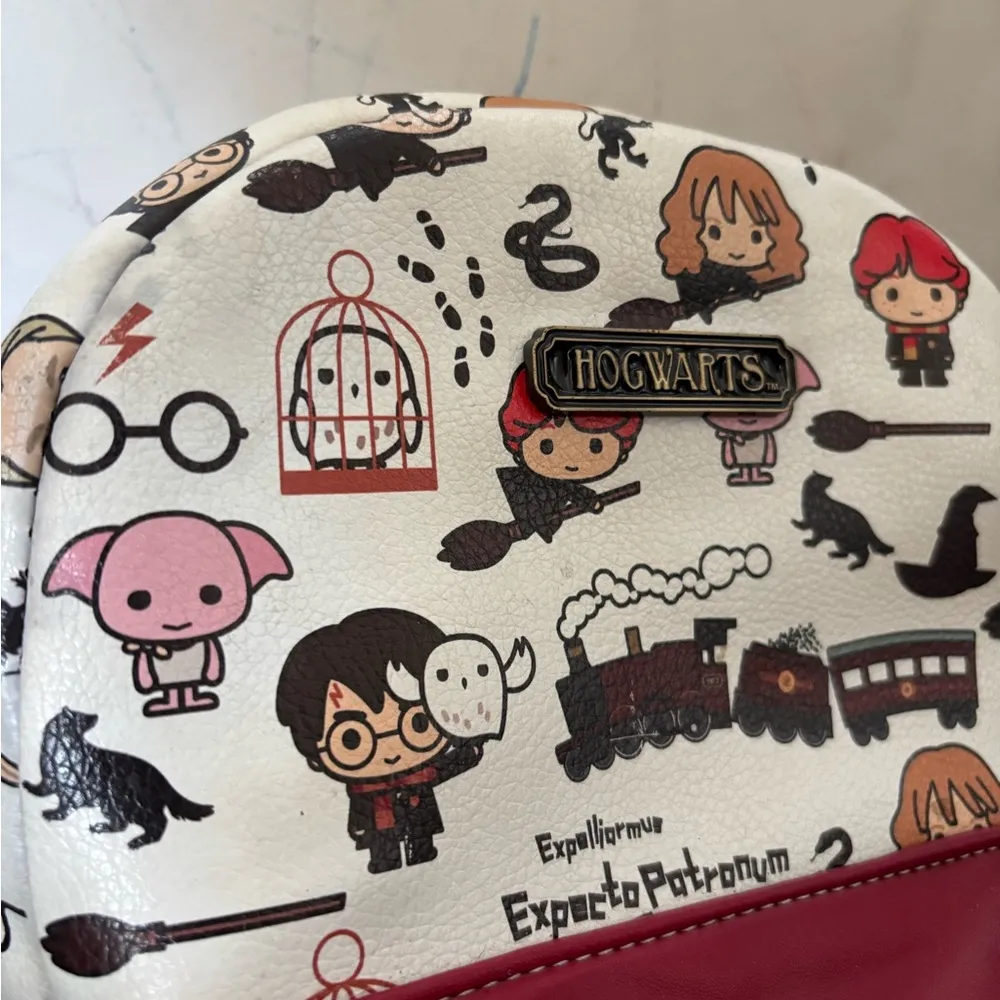 HARRY POTTER ALLOVER CHIBI CHARACTER PATTERN FAUX LEATHER TOTE BAG MINI BACKPACK - Image 5