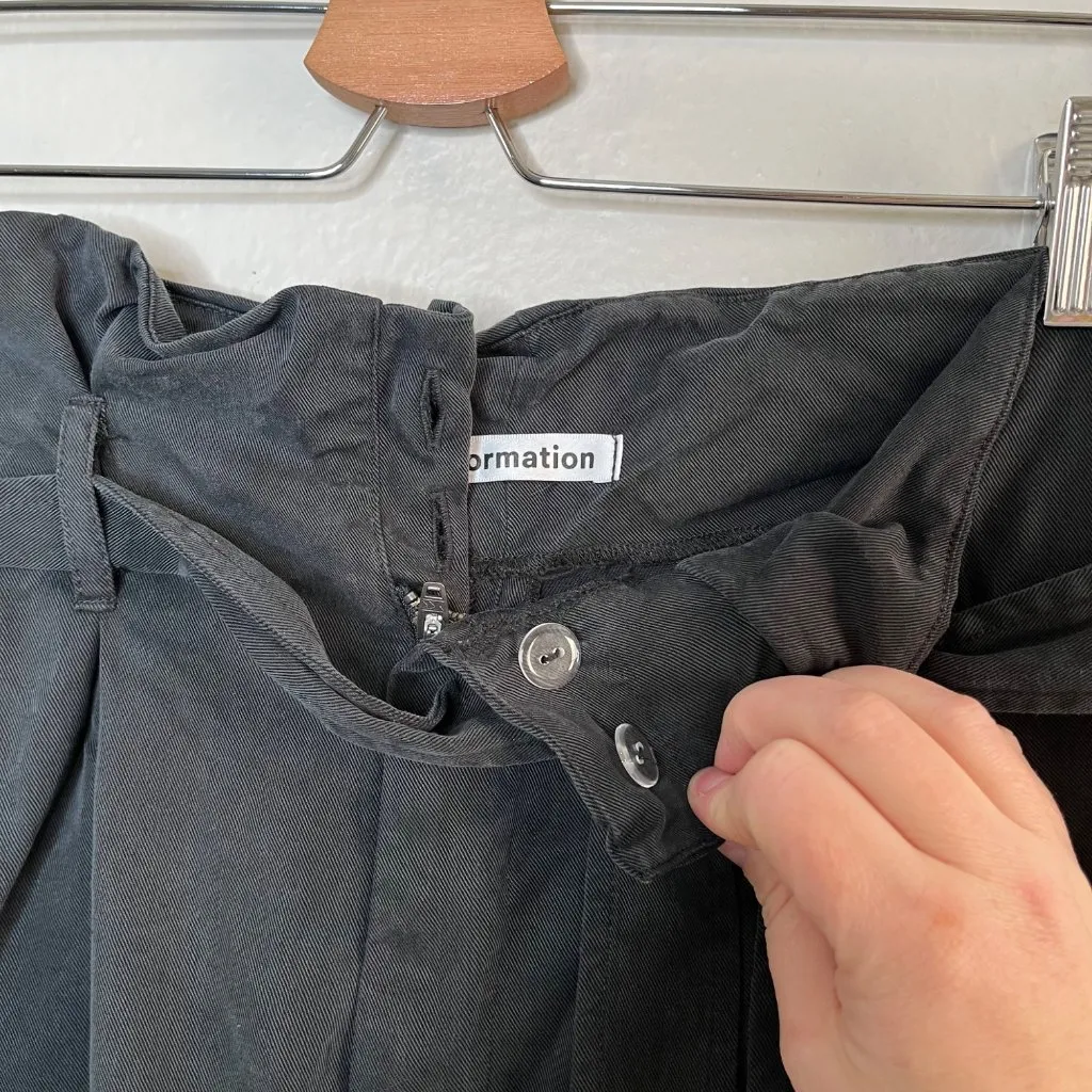 Reformation Womens Black Tencel High-Waisted Paper Bag Waist Belted Pants Size 0 - Image 6