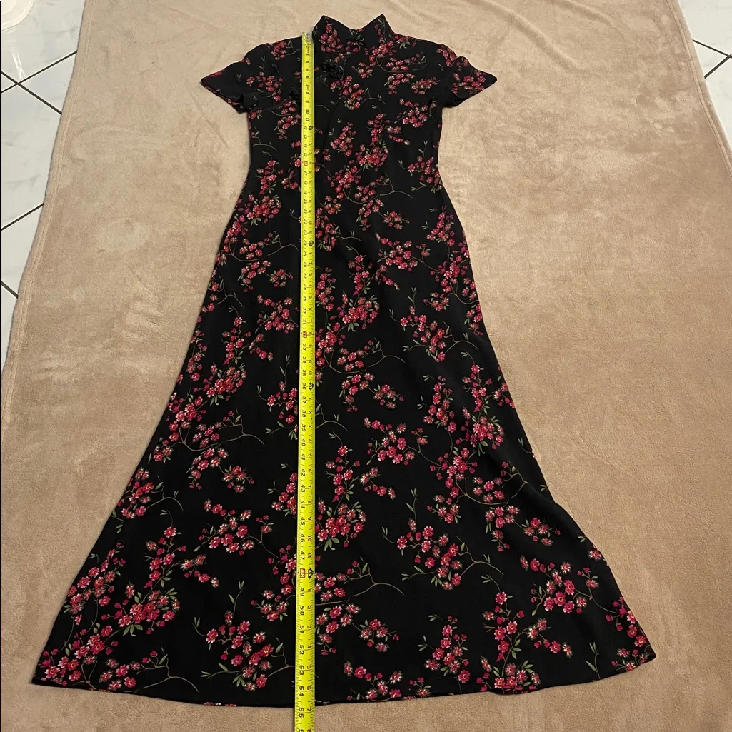 Charm, elegant cheongsam Floral Black and Pink Maxi Dress Size Small - Image 6