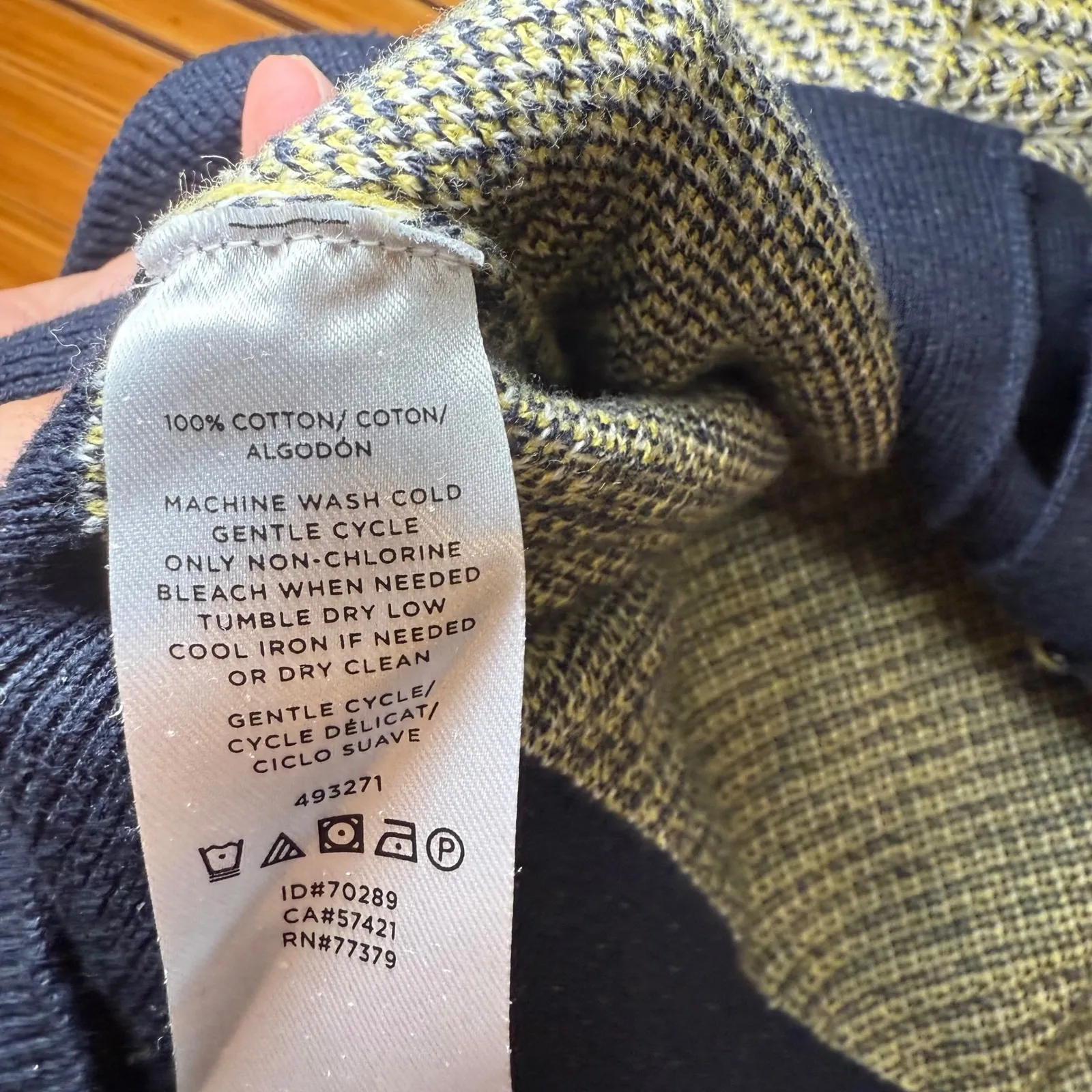 Ann Taylor Factory‎ Navy & Tan Geometric Knit Button Cardigan Office Classic - Image 8