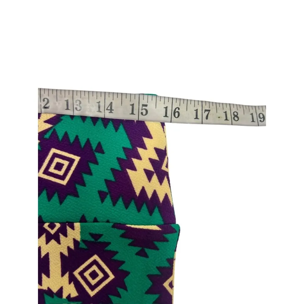 LuLaRoe Cassie Women's Textile  Green, Yellow, & Purple Skirt - Image 5