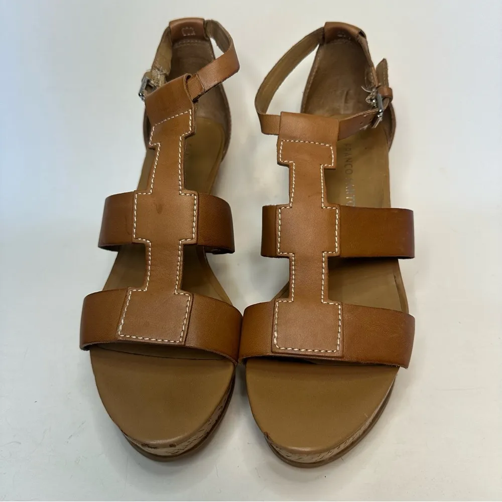 Franco Sarto Women's Wedge Sandals Falco Size 8.5 Cork Platfrom Gladiator Cognac - Image 3
