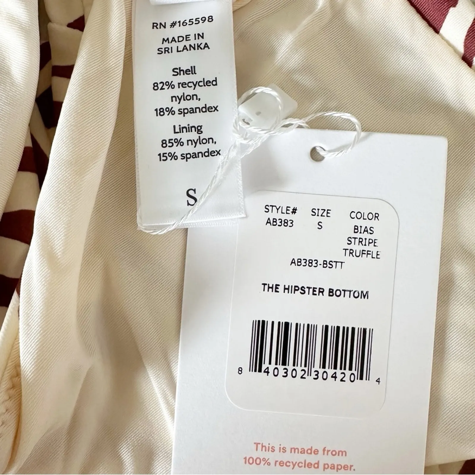 Andie Swim The Hipster Bikini Bottom Bias Stripe Truffle Red Size Small - Image 4