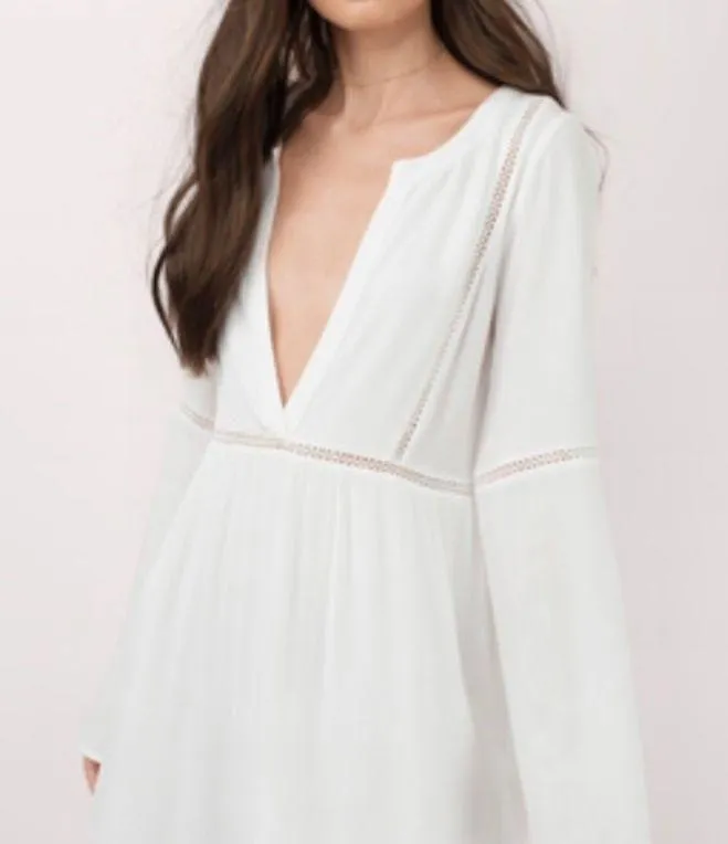 Tobi White Plunge Vneck Neckline Dress - Image 3