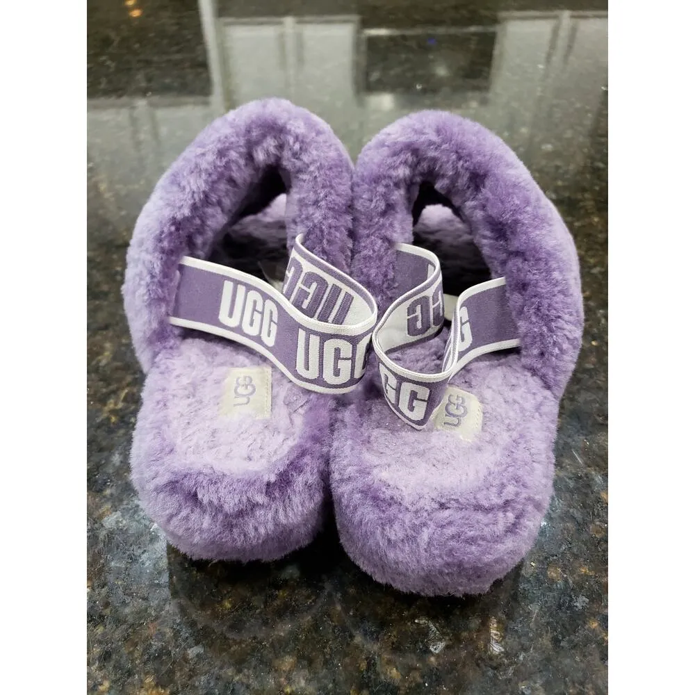 UGG Fluff Yeah Sandals Womens Size 9 Purple Violet Fur Slides Faux Fur Open Toe - Image 11