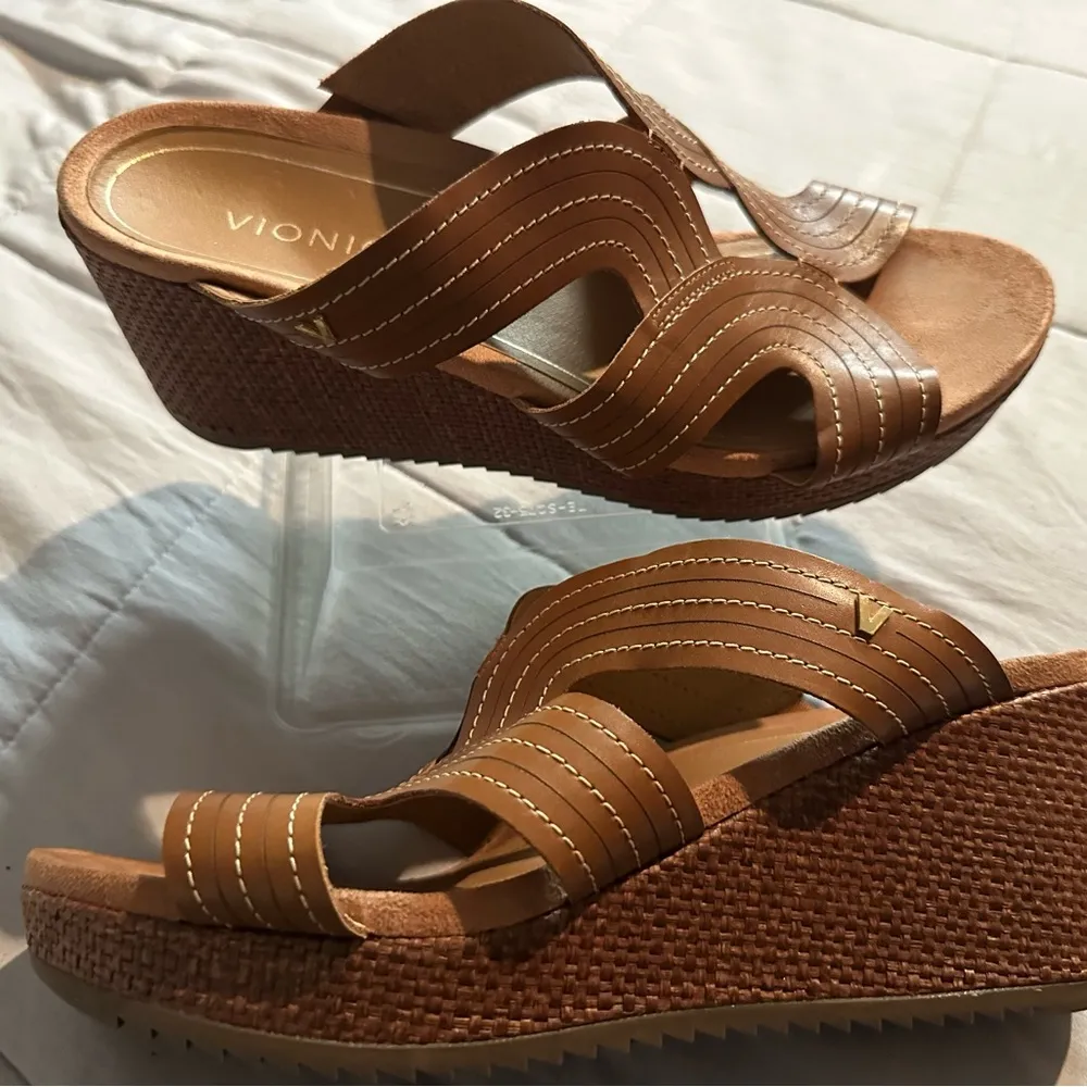 Vionic  Brown Wedge Sandals - Image 4