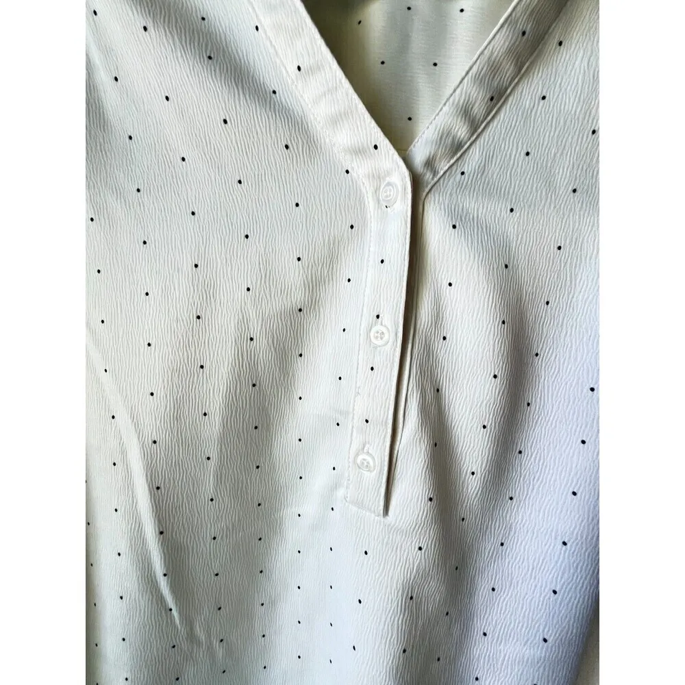 DIP Womens long sleeves blouses V neck pointed elegant casual white size L. Size L - Image 11