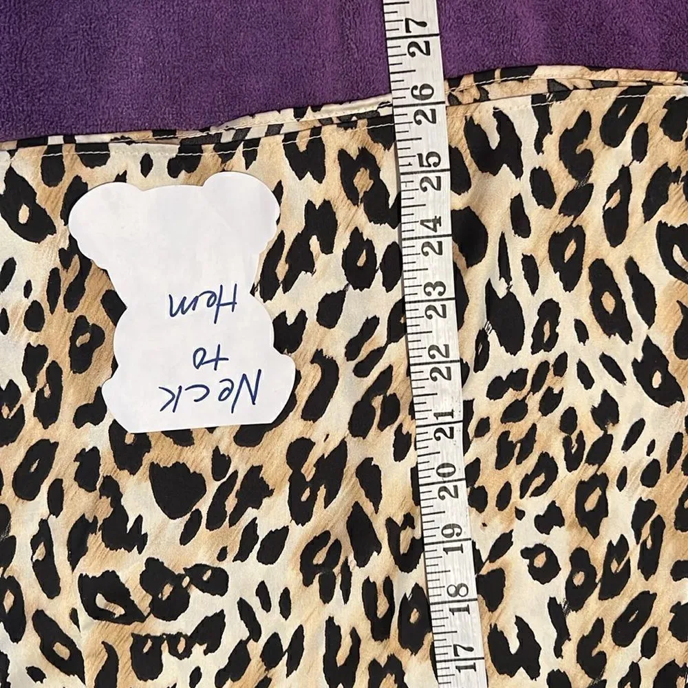 Milano size large leopard print sleeveless blouse with ruffles EUC Tan - Image 5