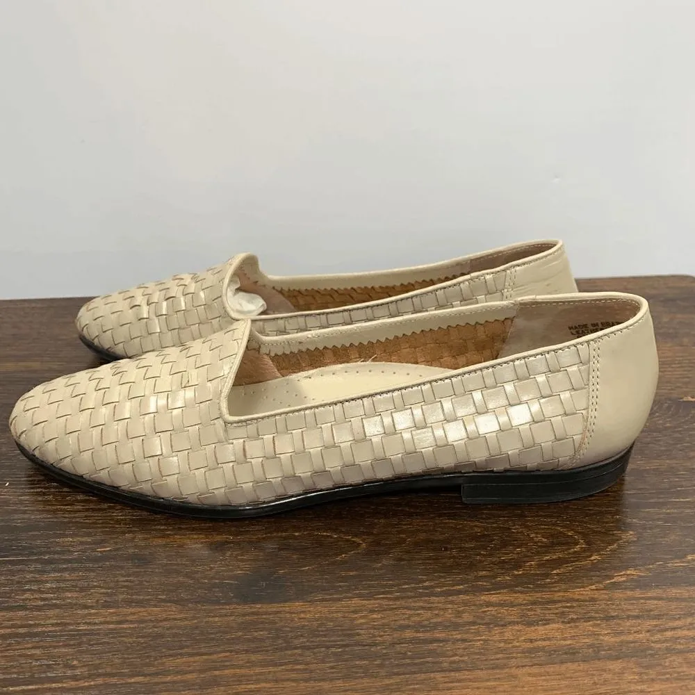 Trotters Liz Leather Slip On Woven Loafers Flat Shoes Color Bone 10S/AAA Size Tan Size undefined - Image 5